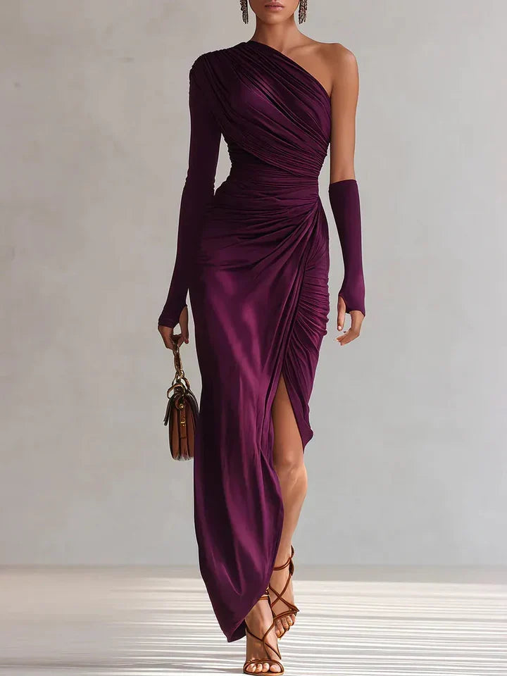 Sandra | Vestido largo de fiesta asimétrico en violeta