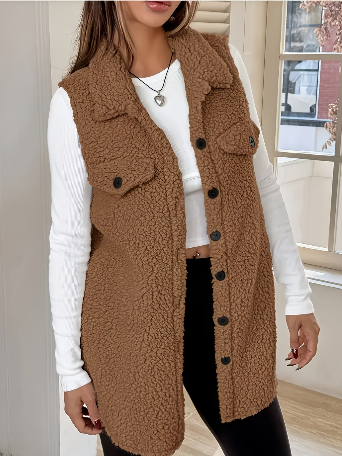 Manuela | Chaleco largo estilo blazer sin mangas