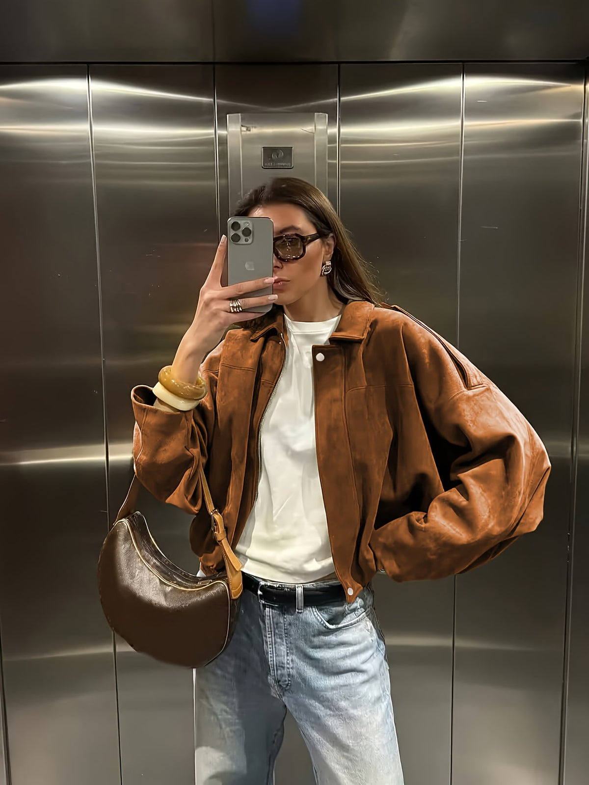 Judith | Chaqueta retro de antelina con botones metálicos