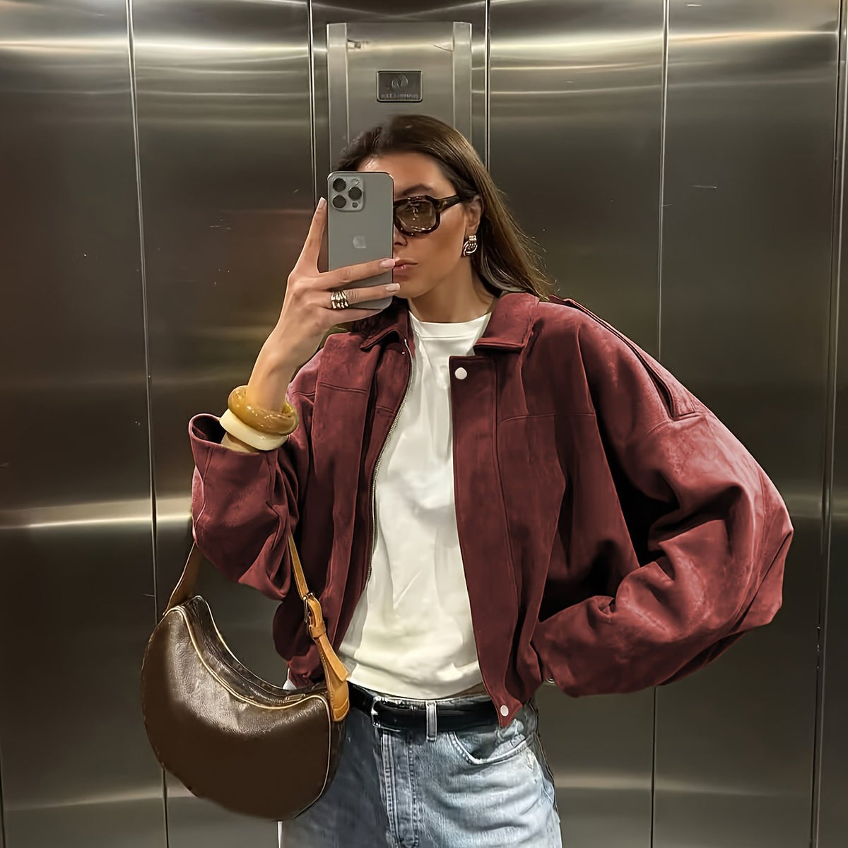 Judith | Chaqueta retro de antelina con botones metálicos