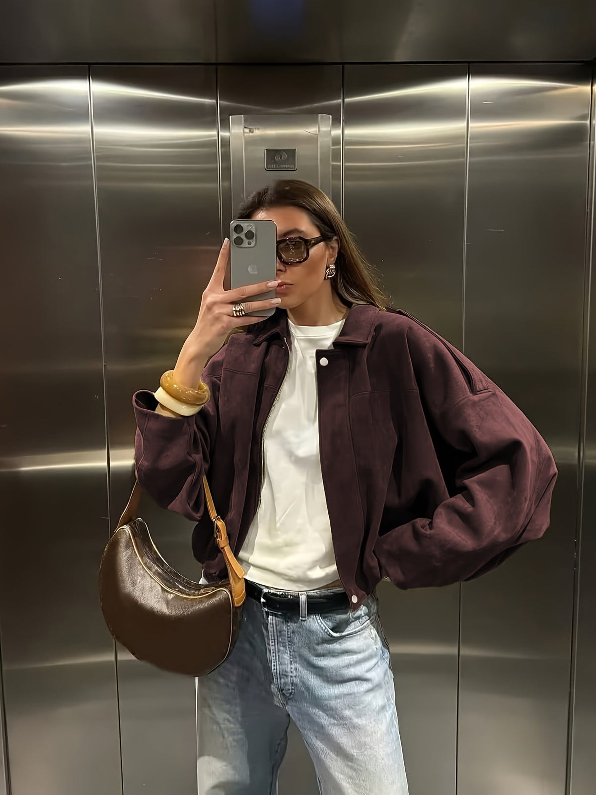 Judith | Chaqueta retro de antelina con botones metálicos