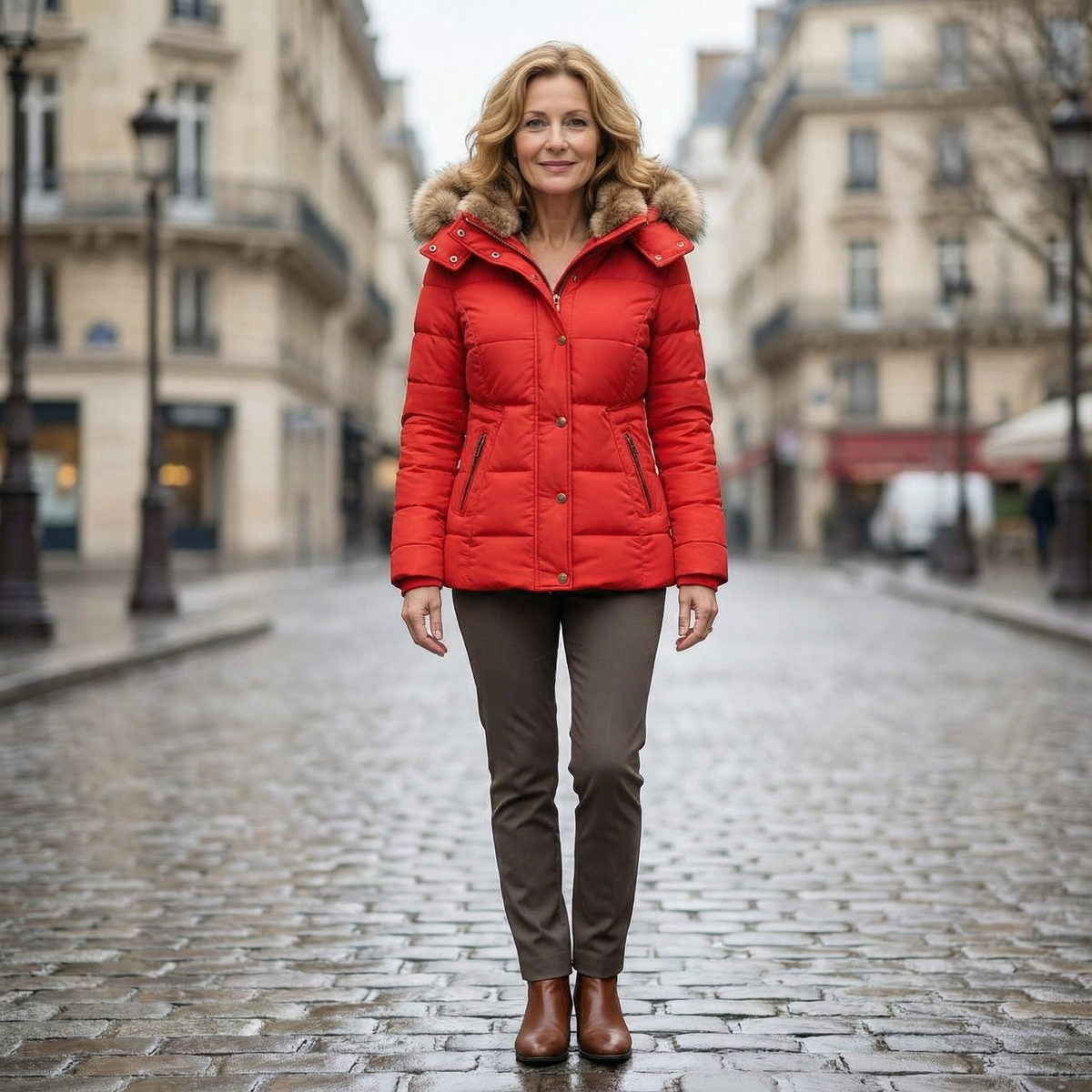 Isabel | Abrigo acolchado impermeable con capucha de pelo