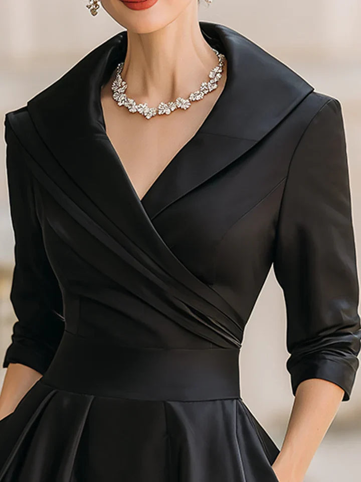 Alma | Vestido midi satinado con escote drapeado