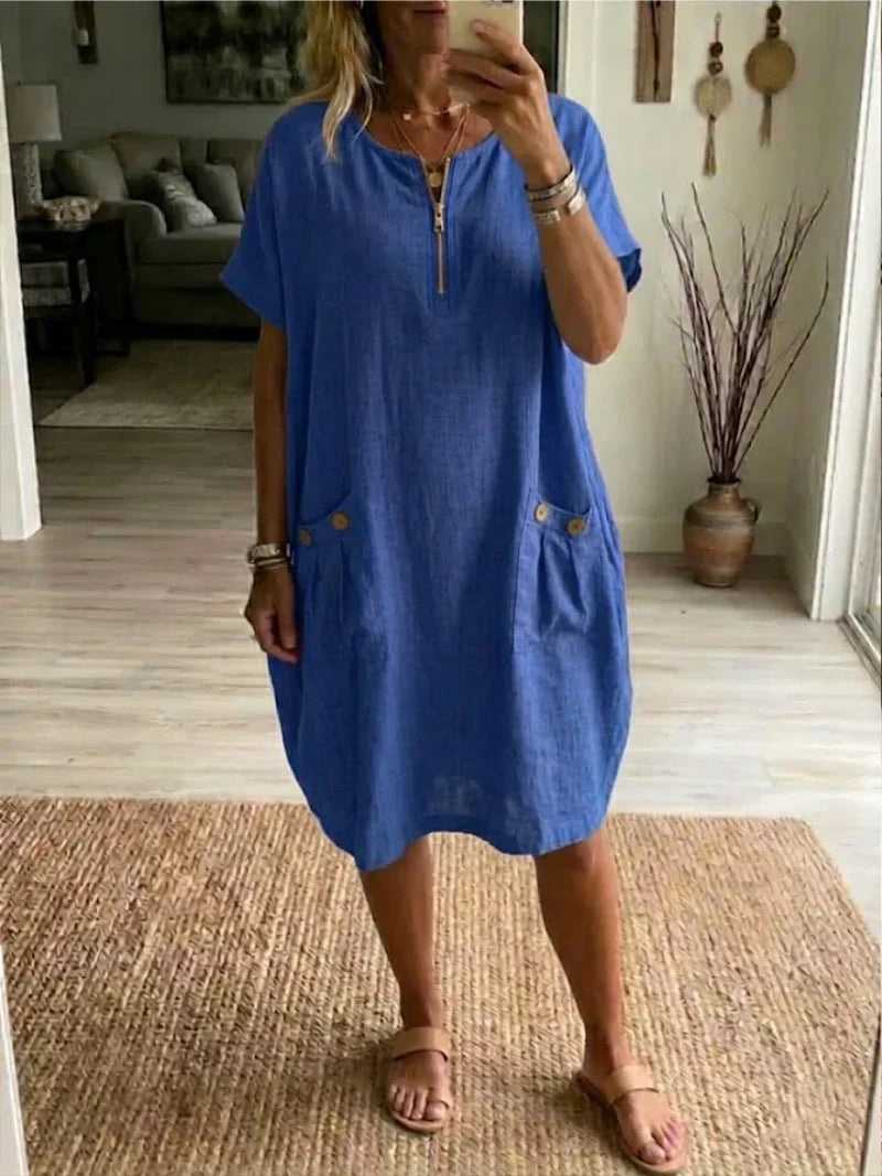 Yolanda | Vestido de algodón con cremallera delantera