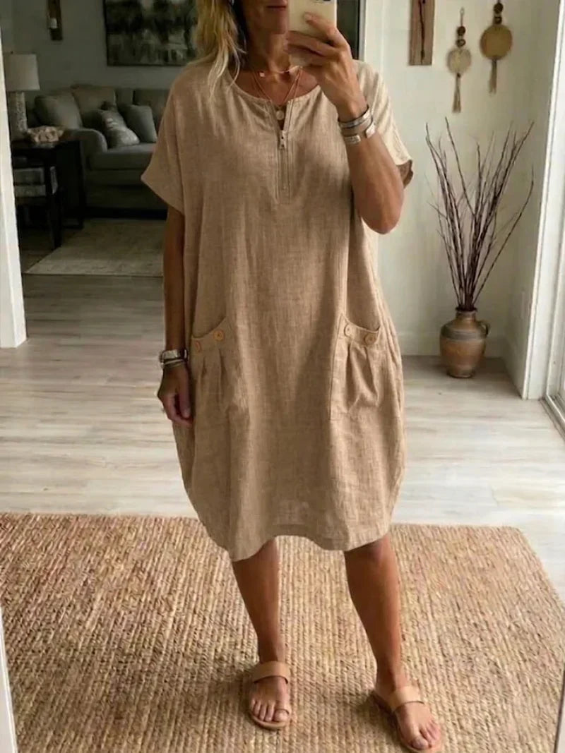 Yolanda | Vestido de algodón con cremallera delantera