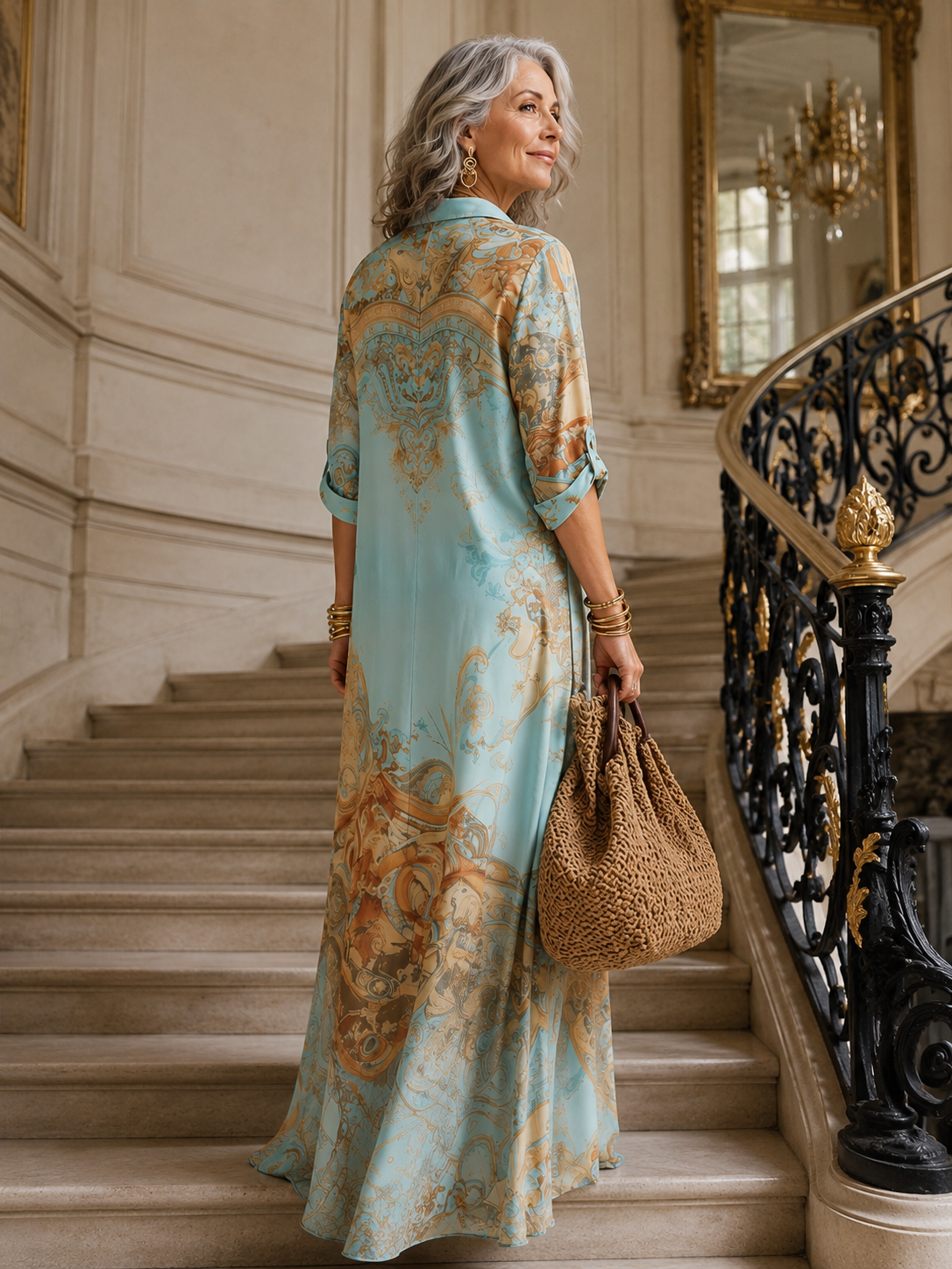 Daniela | Vestido Maxi Camisero Estampado