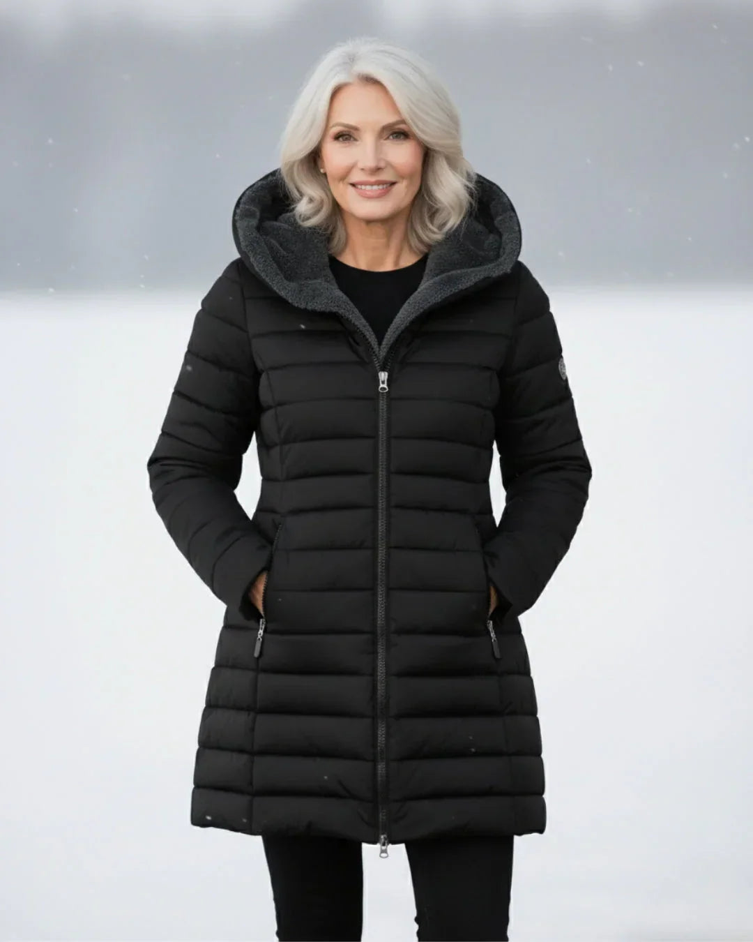 Amparo | Abrigo impermeable acolchado con capucha