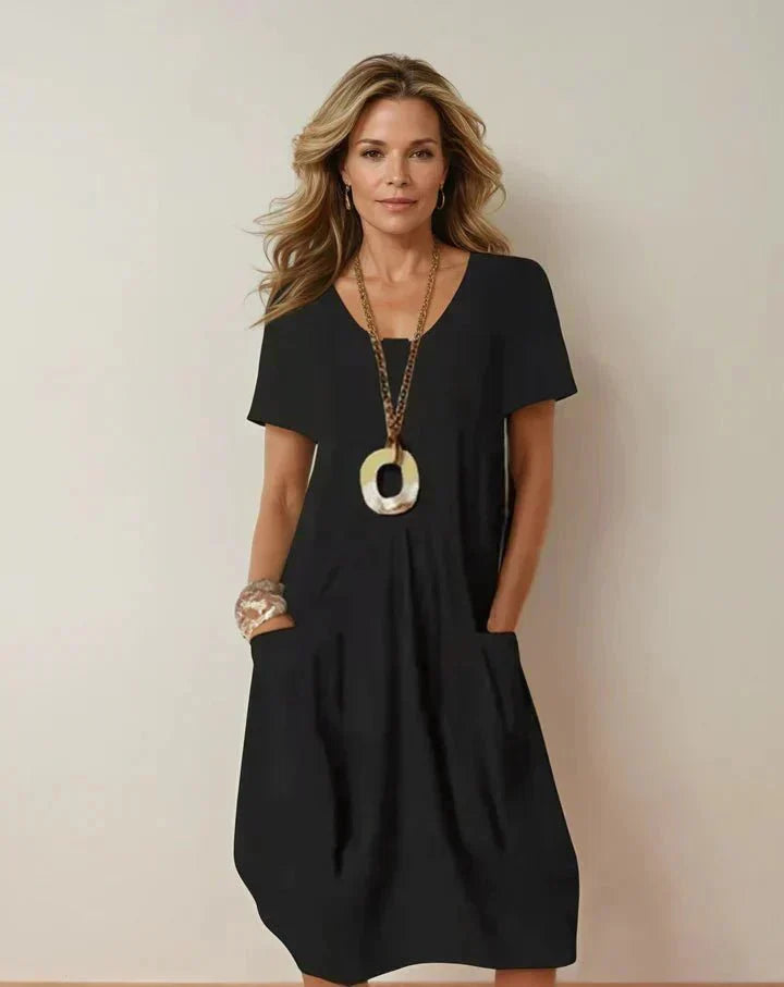 Tamara | Vestido fluido por la rodilla con bolsillos