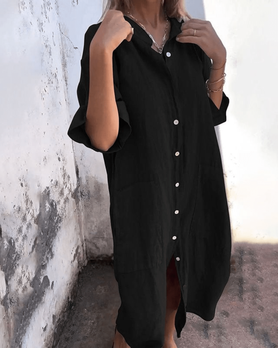 Eva | Vestido camisero vaporoso estilo ibicenco