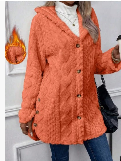 Gema | Chaqueta teddy con capucha y textura de rombos