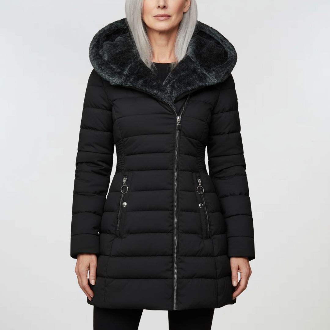 Amparo | Abrigo impermeable acolchado con capucha