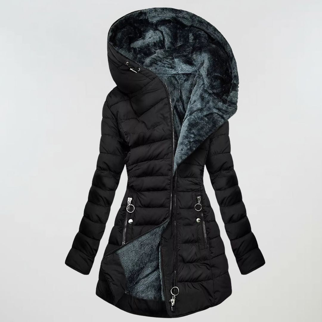Amparo | Abrigo impermeable acolchado con capucha