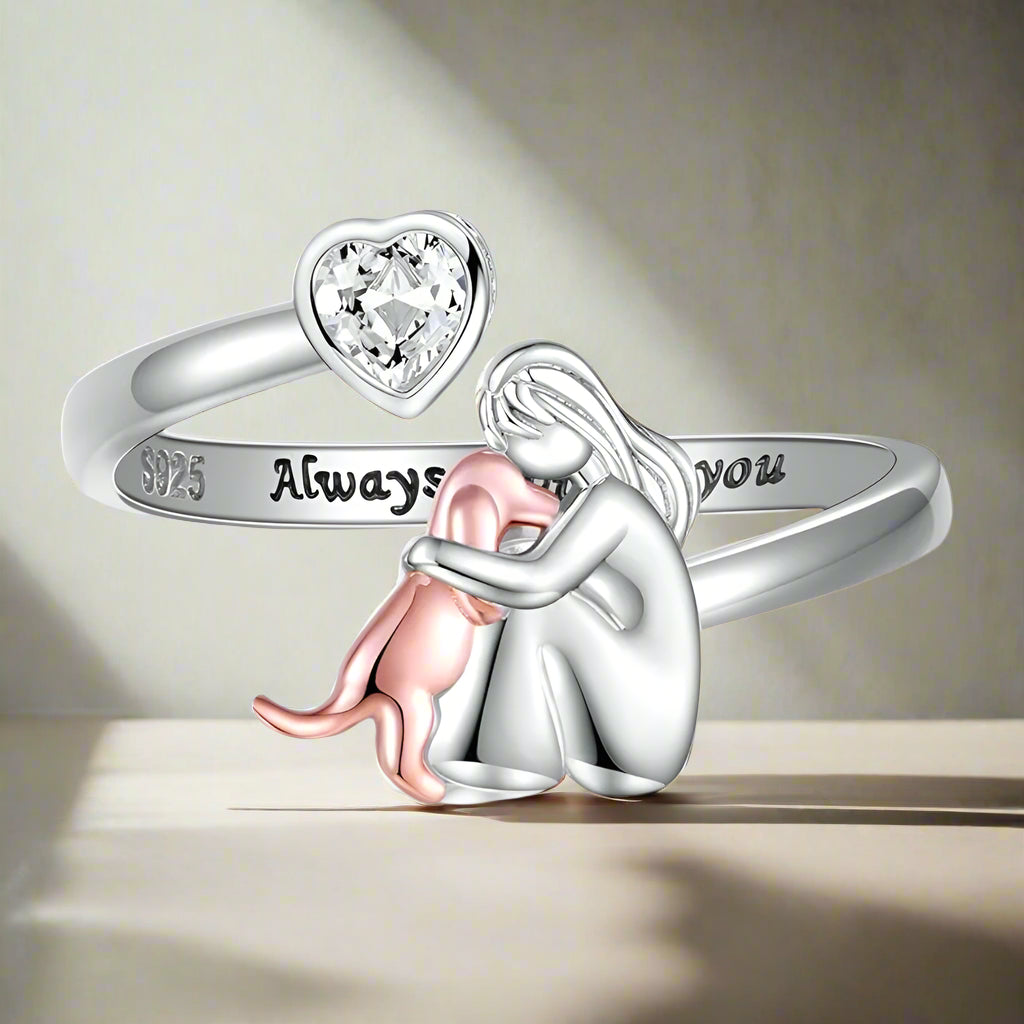 Anne | Elegante anillo rosa con diseño de mascota
